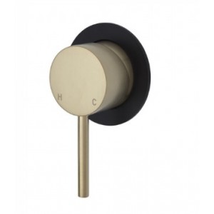 Kaya Wall Mixer, Urban Brass, Small Round Matte Black Plate